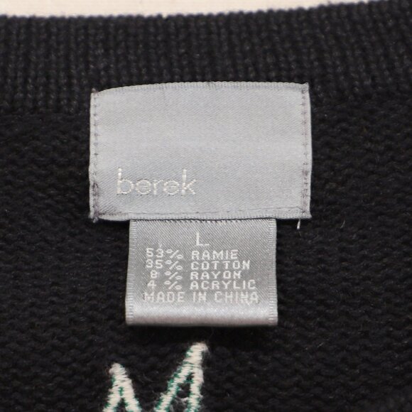 VINTAGE BEREK Sequin Beaded Holiday Ornament Knit Cardigan Sweater Size L - Picture 9 of 9